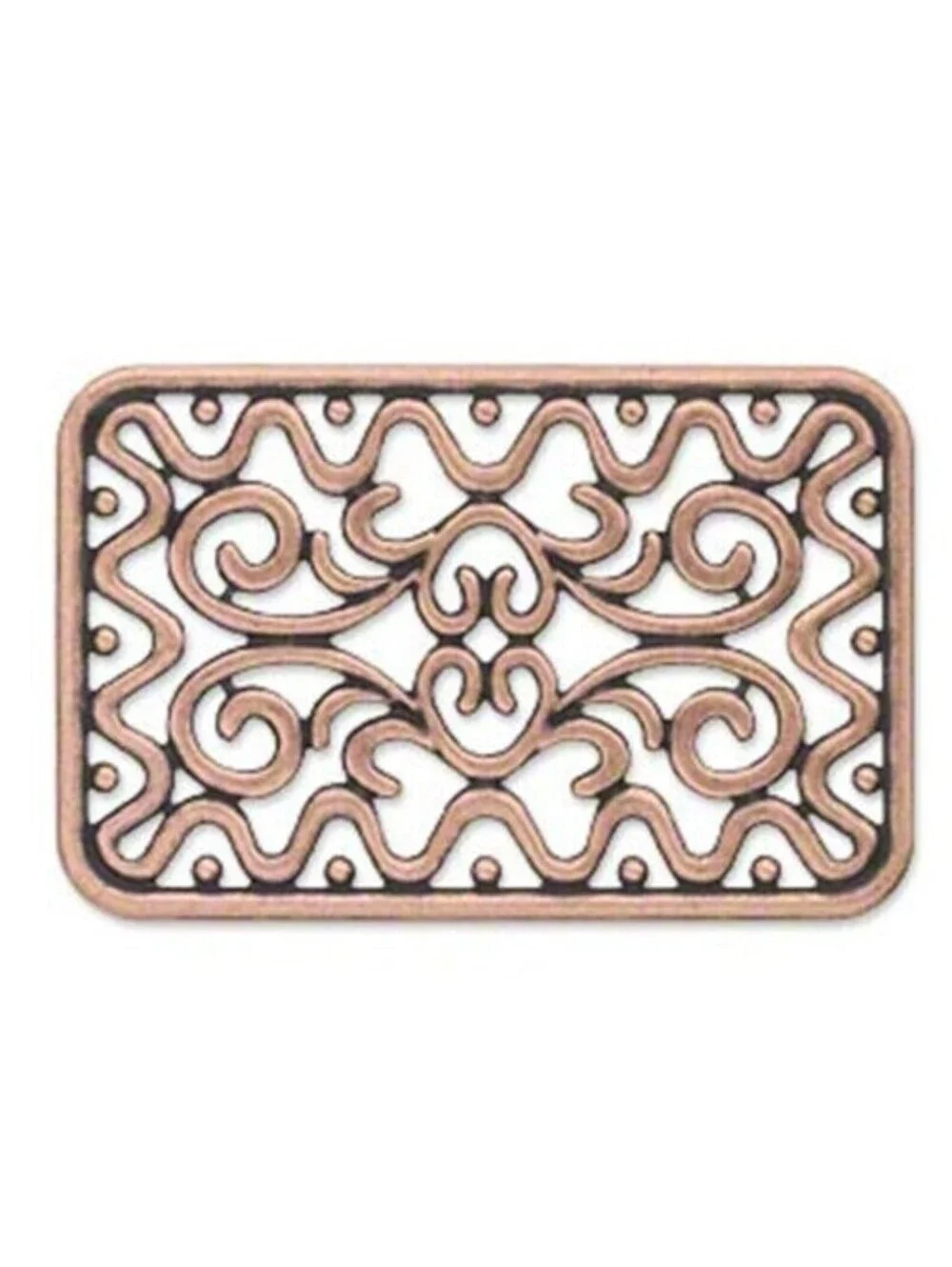 2 Antiqued Copper Filigree L Rectangle Focal Beads Pendants Components 49x32mm